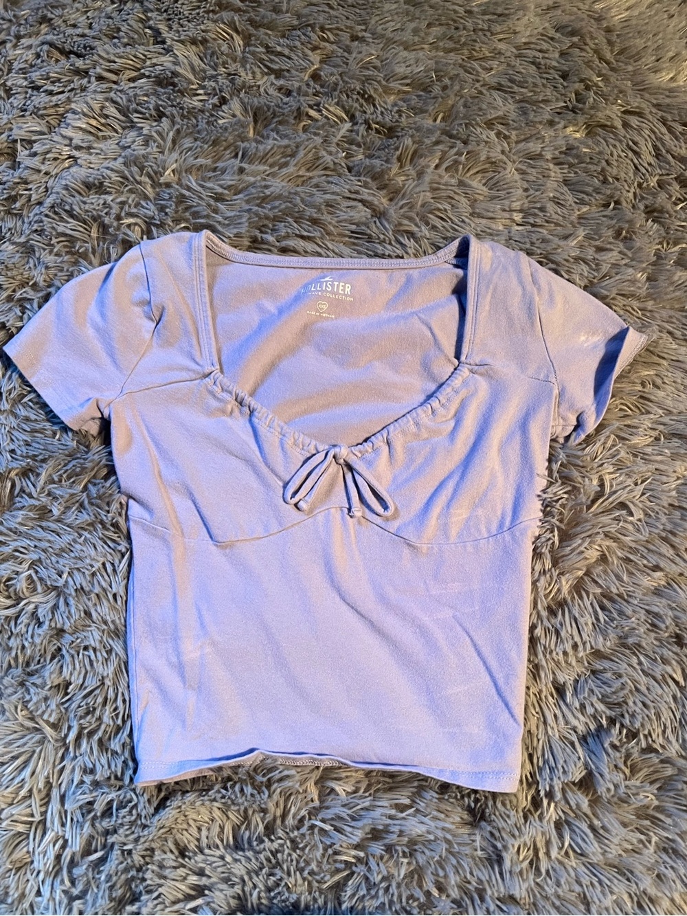Hollister Lavender Tie-Front Scoop Crop Top